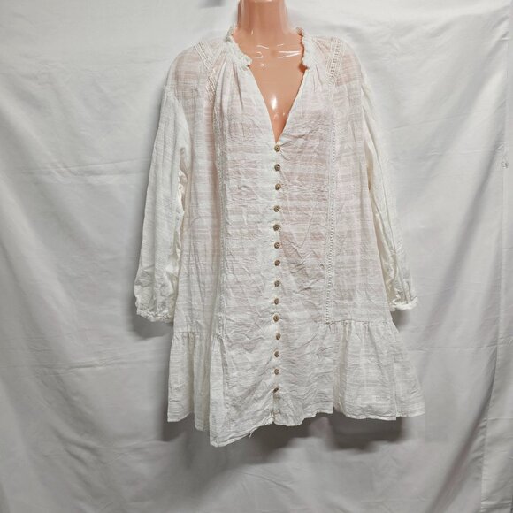 Zara Dresses & Skirts - Zara Embroidered Boho Mini Dress Women Size XL White